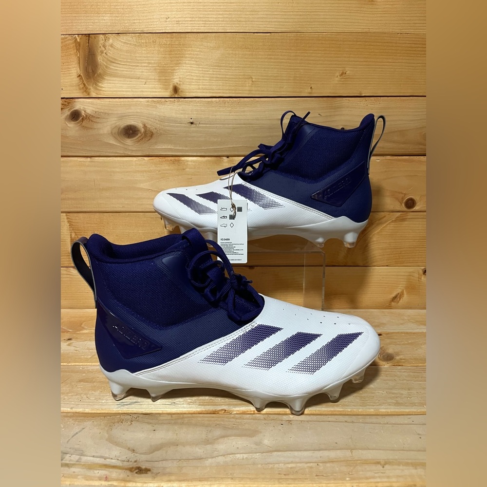 New Adidas ADIZERO Chaos High-Top Football Cleats White/Purple IG3459 Mens 12 - Picture 2 of 9